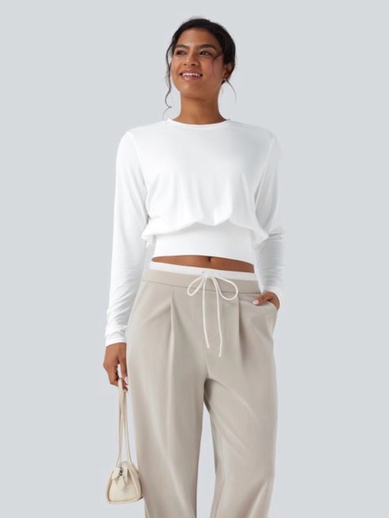 HALARA Tops - HALARA Round Neck Long Sleeve Work Top - White - NEW WITH TAGS